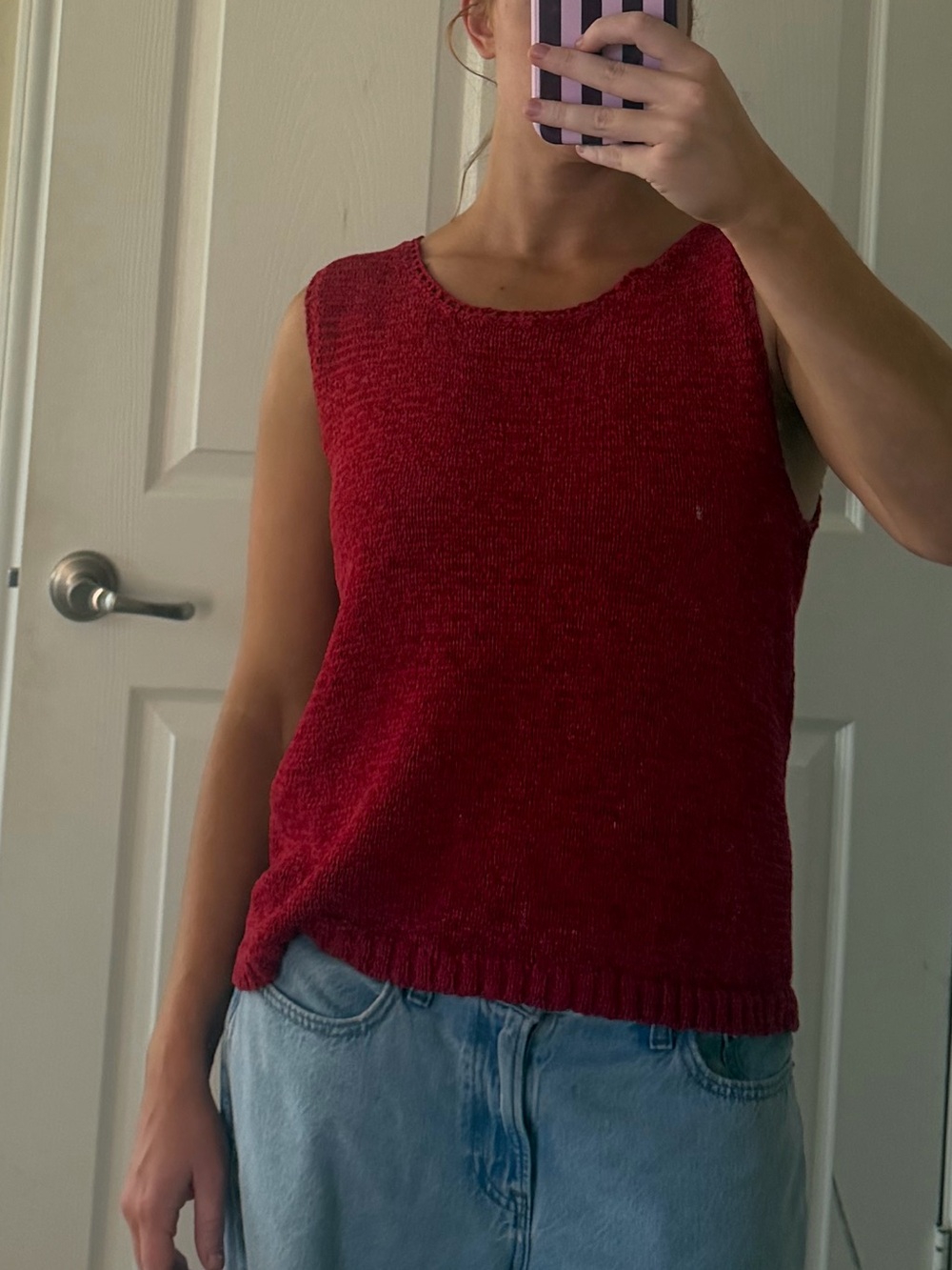 Red Sleeveless Knit Tank Top - Women